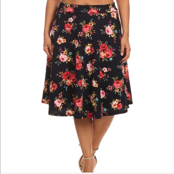 Take 50% off Plus❤️A-line Textured Floral skirt - Picture 4 of 5